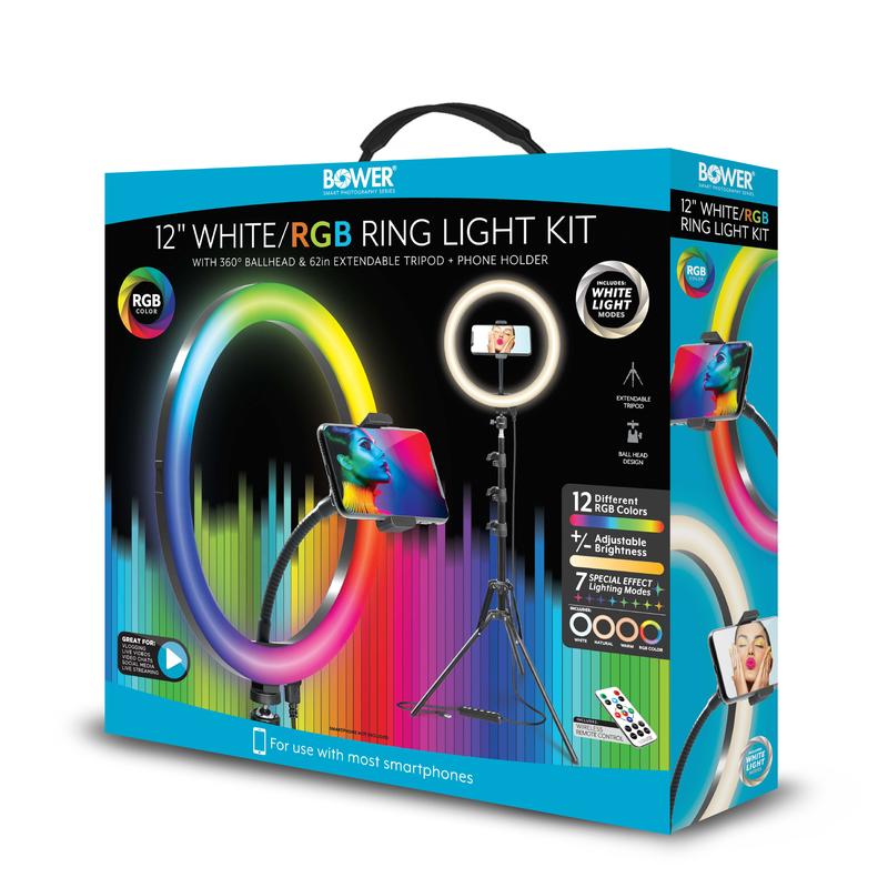 12-inch LED RGB Ring Light Studio Kit with Special Effects; Black