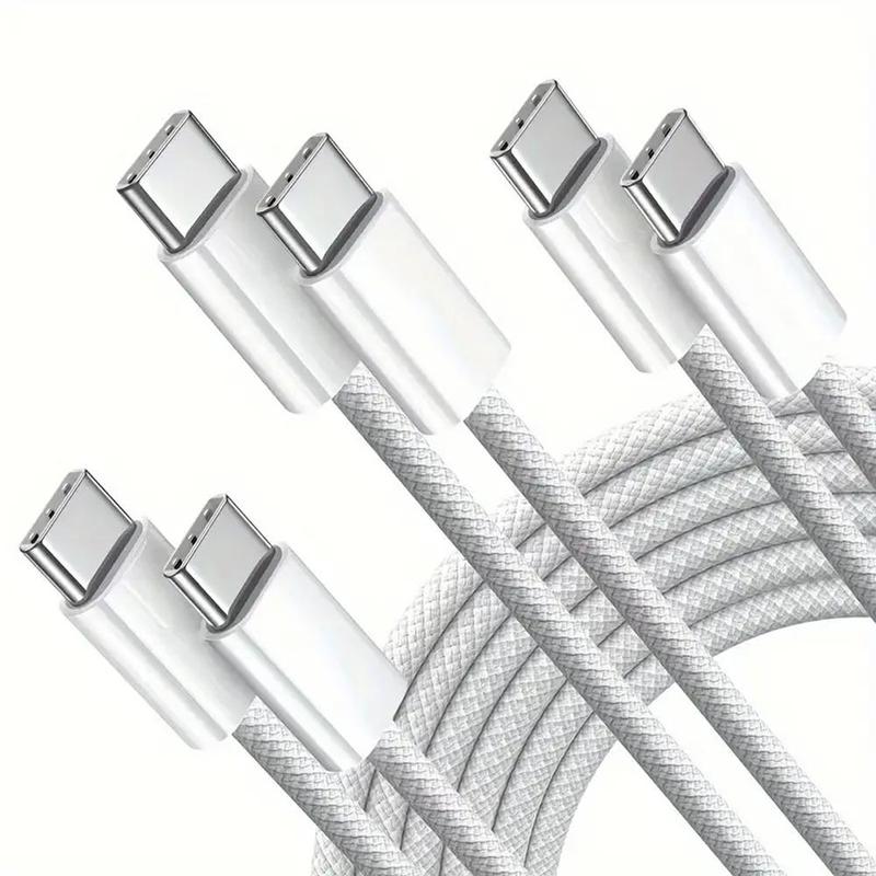 PD 60W USB C to Type C Fast Charging Cable, 3 Counts 3A Fast Charging & Data Sync Cable, Nylon Braided USB C Charger Cable for iPhone 15 Series & Android Phones