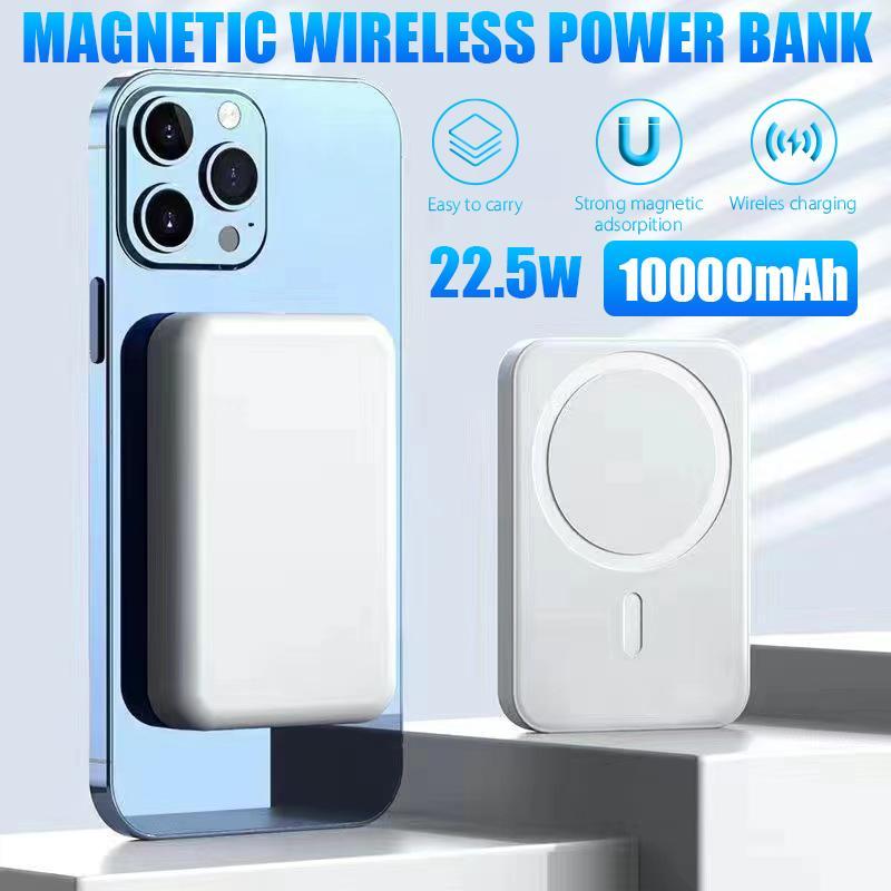 10000mAh 5000mAh Magnetic Wireless Charger Power Bank Battery Pack for IPhone 15 14 13 12, 22.5W Wireless Charging Compact and Portable Digital Display Mobile Phone Power Bank without Charging Cable