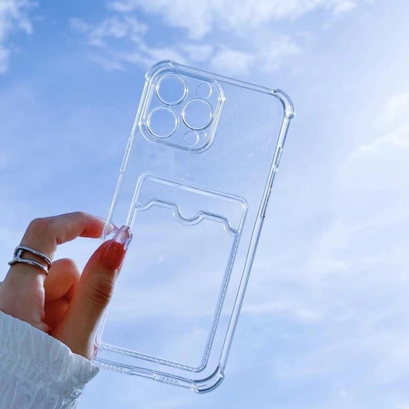 Clear Phone Case with Card Slot, 1 Count Transparent Phone Protective Cover, All-inclusive Phone Cases Compatible With iPhone 11 12 13 14 15 Pro Max Case iPhone 15 14 Plus Cases, Phone Accessory