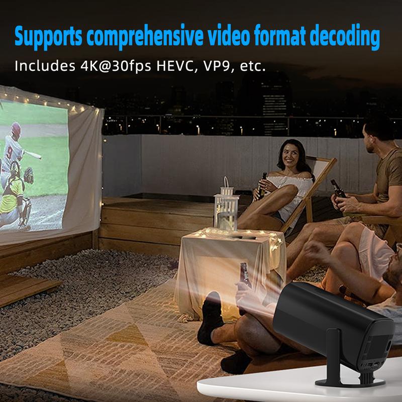 Mini Portable Smart Projector - 4K Native 1080P 720P 200ANSI Full HD, Android 11, WiFi 6, BT 5.0, Auto Horizontal & Keystone Correction, 180° Rotatable, Compatible with Phones TVs Laptops, Perfect for Outdoor Cinema