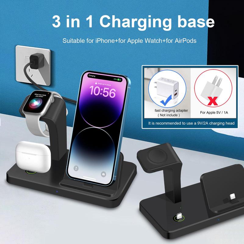 PDKUAI 15W 3 in 1 Charging Dock, Multifunctional Fast Charging Stand, Mobile Phone Charging Station for iPhone 16 15 14 13  12 11 Pro Max Apple Watch AirPods