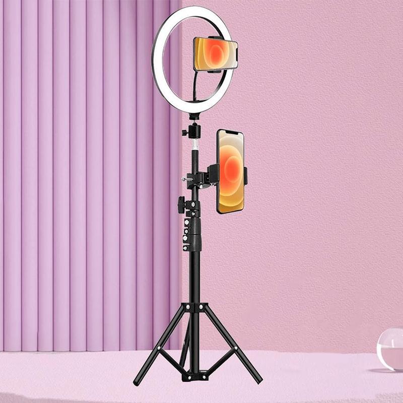 10 Inch Ring Light with Tripod Stand, 1 Set Beauty Lamp with Phone Clip & Retractable Tripod & Phone Holder, Dimmable LED Fill Light, Suitable for Selfie Camera Photography Makeup Video Vlogging Live Broadcast