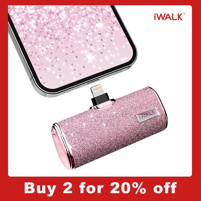 iWALK Small Portable Cute Shiny Charger 4500mAh PD Fast Lightning charger,Home Office Travel Charger,suitable for iPhone 14 13 12 11 Xs Xr X 8 7 6 iPad Airpods Smartphone Cellphone Electronic Mobile Charging