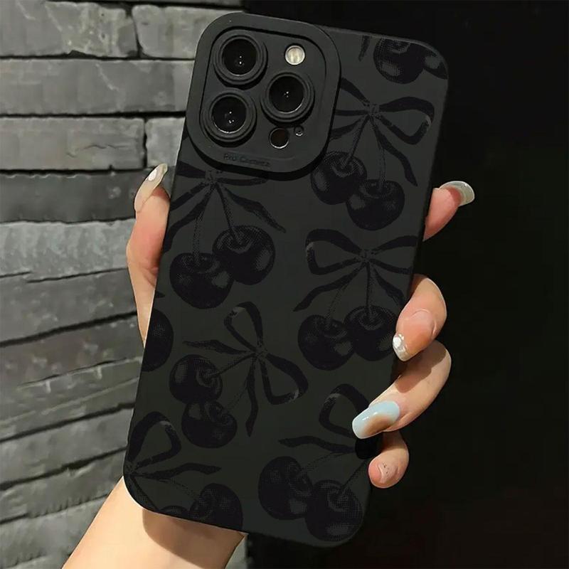 Cherry Pattern Phone Case, Decorative Phone Protector Cover, Phone Accessories Compatible with iPhone 16 15 14 13 12 11 Plus Pro Pro Max