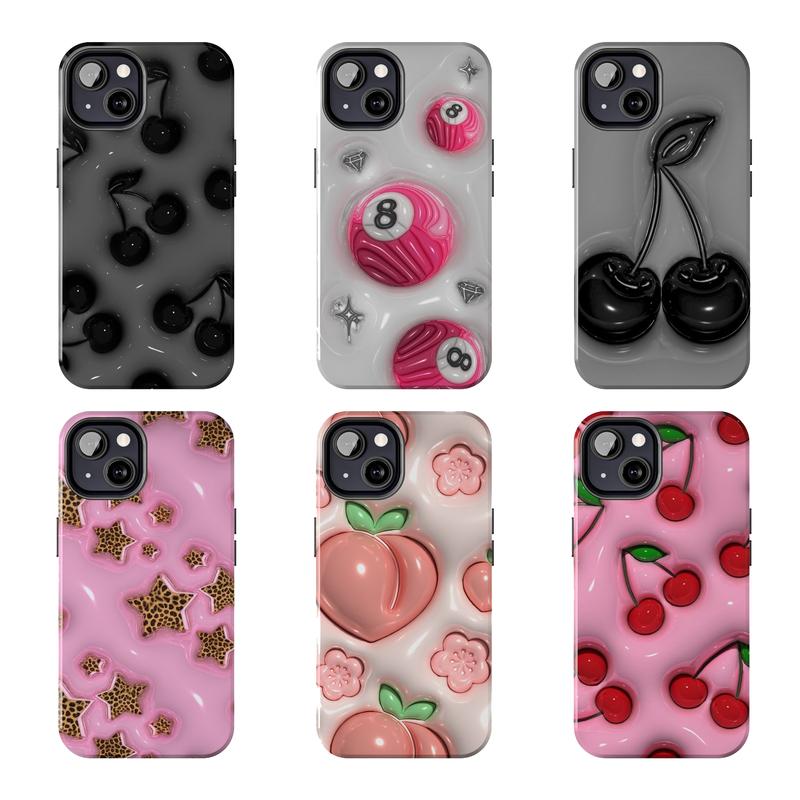 3D Cherry Y2K Coquette Case, Cherries iPhone Case (Print) For  iPhone 8, X, 11, 12, 15, 14, 13 Mini, Pro Max, Plus, Cute Phone Case, Y2K Aesthetic Acsessories