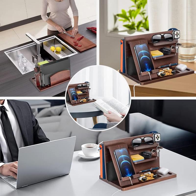 Gifts for Men  Phone Docking Station for Mens Gifts for Christmas Husband Anniversary Dad Birthday Gifts for Men or Dad - Nightstand Organizer Purse Father Desk Accessories & Workspace Organizer