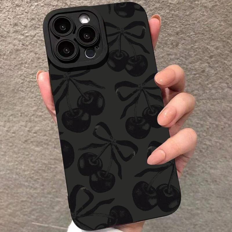 Cherry Pattern Phone Case, Decorative Phone Protector Cover, Phone Accessories Compatible with iPhone 16 15 14 13 12 11 Plus Pro Pro Max