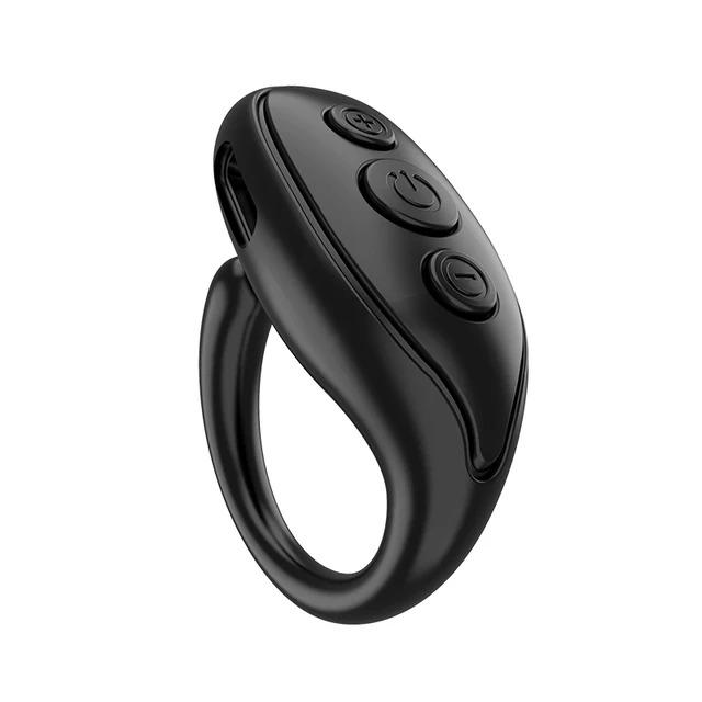 TikTok Scrolling Ring with Phone Stand, Remote Control for TikTok, Bluetooth Page Turner for iPad Kindle App iPhone Android, Finger Scroller, Black