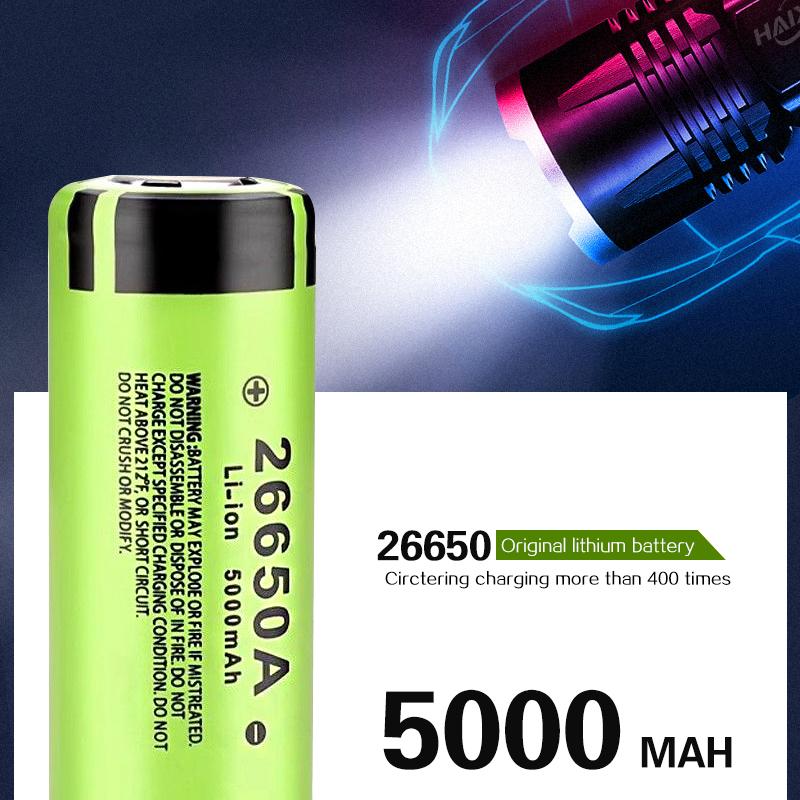 5000mAh Rechargeable Lithium Original 26650 Lithium Battery High capacity Battery 3.7V-4.2V Compatible with LED Flashlight, Remote Control Power Bank, Headlamp, Apartment Essentials, Home Tool, Assembled Battery