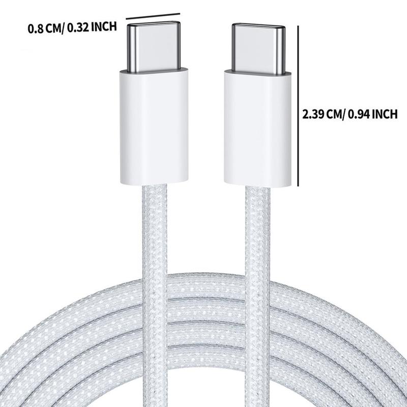 PD 60W USB C to Type C Fast Charging Cable, 3 Counts 3A Fast Charging & Data Sync Cable, Nylon Braided USB C Charger Cable for iPhone 15 Series & Android Phones