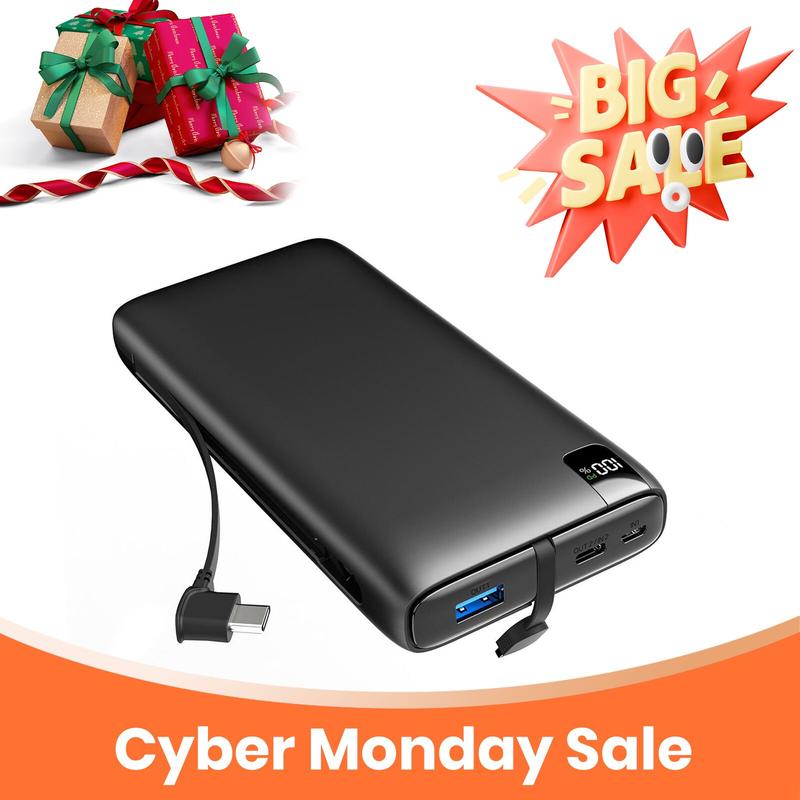 Cyber Monday Sale - Power Bank 27000mAh 22.5W Fast Charging Portable Charger PD USB C External Battery Pack with 4 Outputs Compatible with Cellphone Tablet Accessories Smartphone