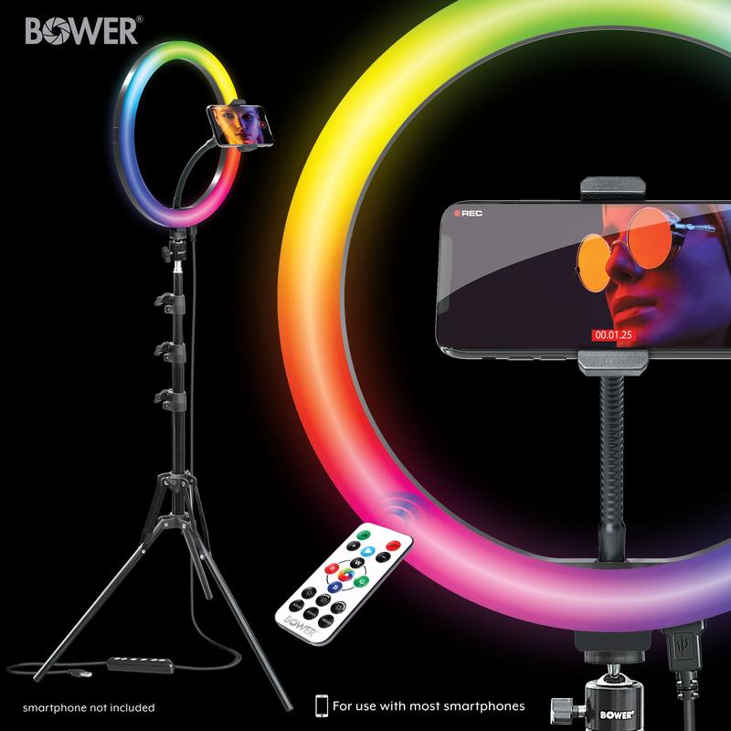 12-inch LED RGB Ring Light Studio Kit with Special Effects; Black