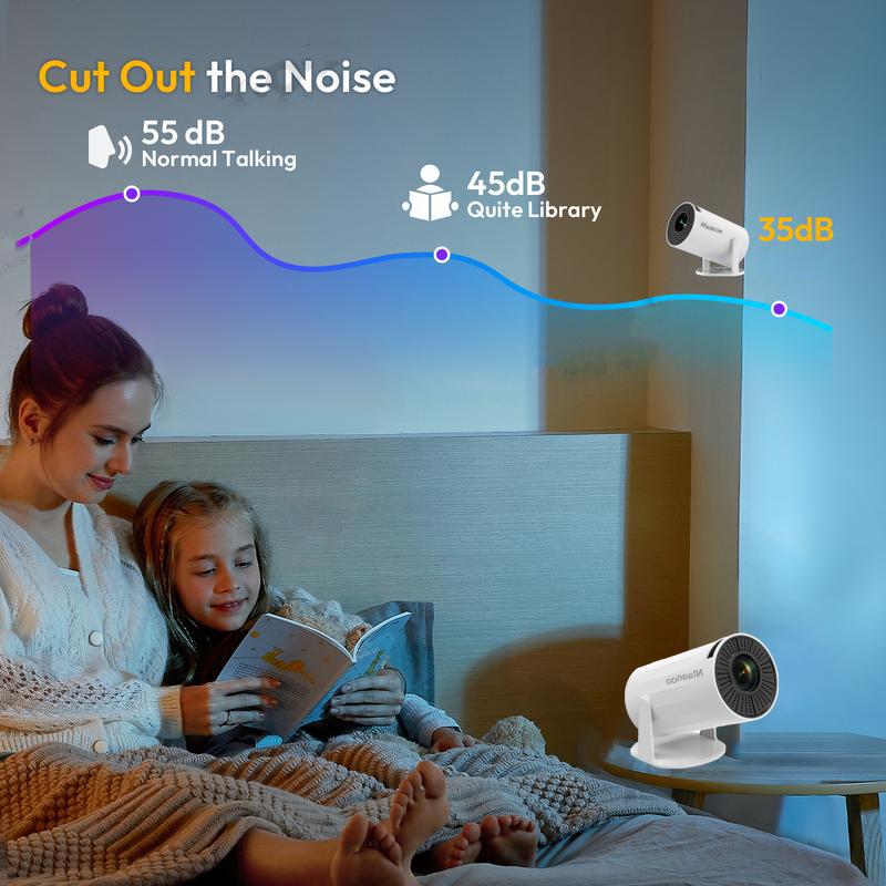 [Christmas Sale] Ntaanoo Mini Projector Portable Projector 4K 1080P Full HD Support, Smart Projector 5G WiFi6 BT5.0 Auto Horizontal Correction, 180°Rotatable Outdoor Projector for Phone TV Stick Laptop