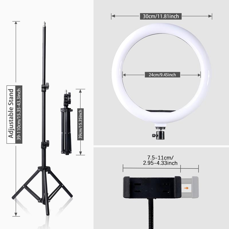 Usb-powered Ring light with tripod - 12 