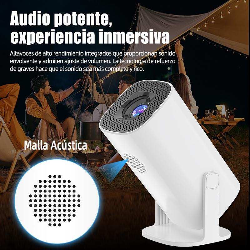 Mini Portable Smart Projector - 4K Native 1080P 720P 200ANSI Full HD, Android 11, WiFi 6, BT 5.0, Auto Horizontal & Keystone Correction, 180° Rotatable, Compatible with Phones TVs Laptops, Perfect for Outdoor Cinema