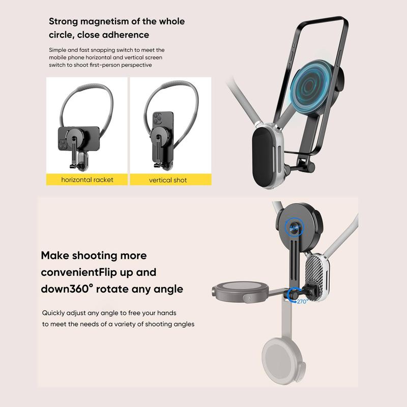 Magnetic Neck Phone Holder, Multifunctional Selfie Bracket, Selfie Accessories for Mobile Phone, Camera, Sports Camera