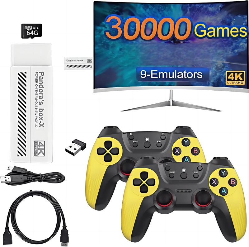 Three colors,30000+ Games, Retro Game Console, Handheld Console, Plug and Play Video Game Stick, Retro Play Retro Game Stick 9 emulators, 4K HDMI Output, Premium Dual Competitive Level Dual Controllers Communication Cable