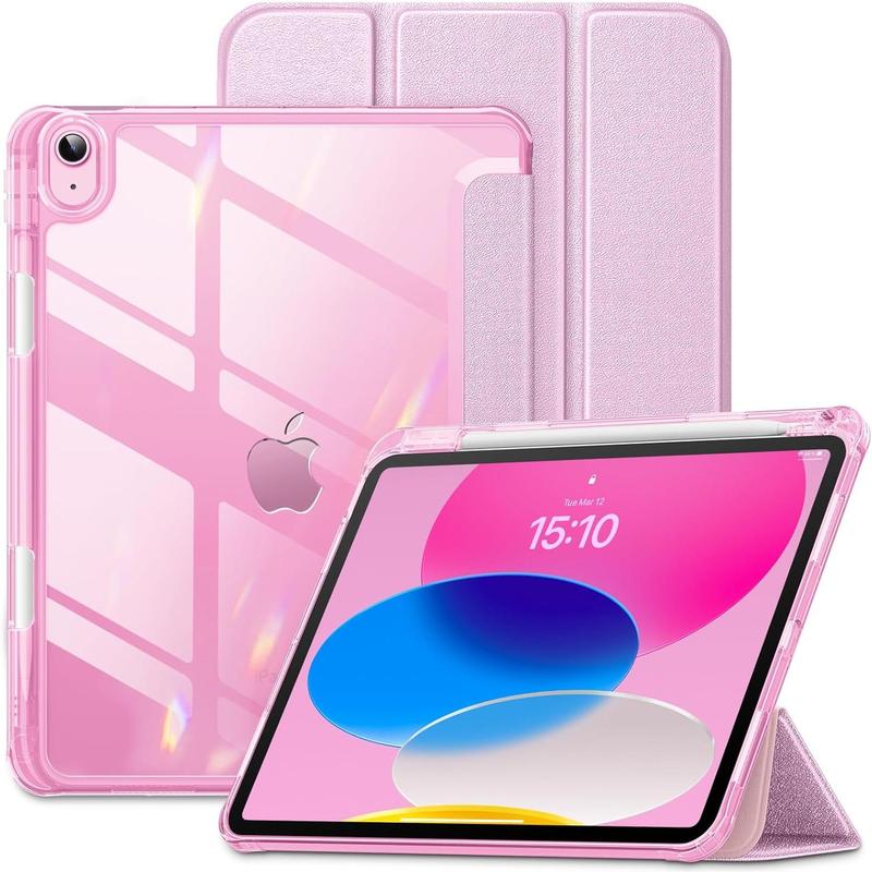 VIKESI for iPad 10th Generation Case 10.9 inch Released in 2022, Matte Slim Hard Back, Soft TPU Frame, Pencil Holder and Auto Sleep Wake Cover for iPad 10 Gen - Pink