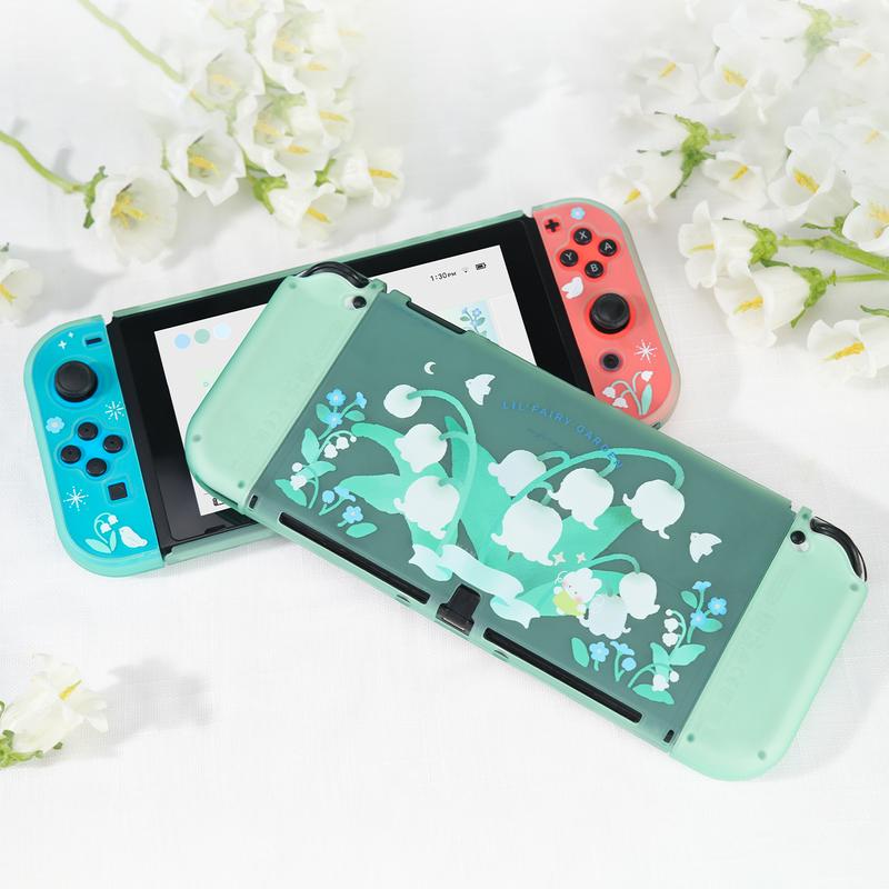 GeekShare Protective Case for NS & Switch OLED, Hard PC Dockable Protective Shell Slim Cover Case Compatible with Nintendo Switch OLED and Joy Con - Lily of The Valley