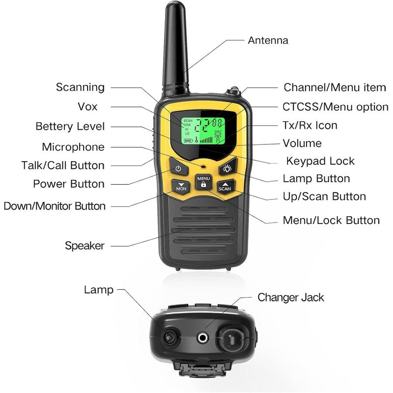 Walkie Talkies for Adults with LED Flashlight VOX Scan LCD Display, Audio Adjustable Communication Durable