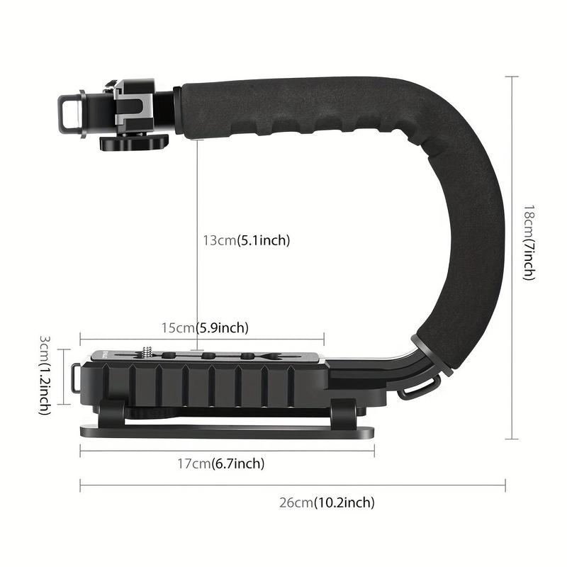 U C Shape Portable Handheld DV Bracket Stabilizer, Multifunction Adjustable Smart Phone Video Rig for Camera Action & Camcorder