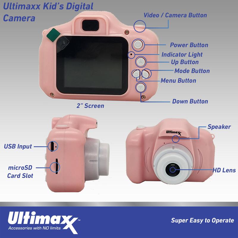 Ultimaxx Kid's Digital Camera w  32GB Micro SD Card, USB Cable