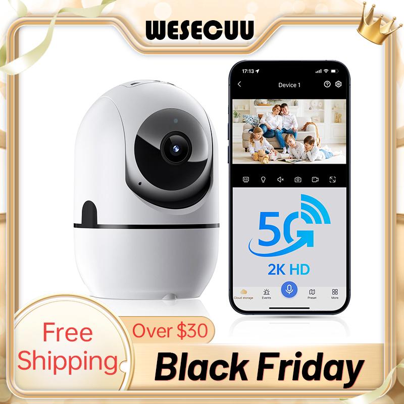 WESECUU Indoor Security Camera 3MP - Pet Monitor with Night Vision, 2-Way Audio, and Motion Detection Alarm