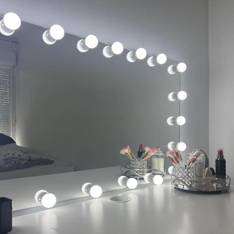 Adjustable Brightness LED Vanity Desk Mirror Light with 10 Adjustable Bulbs, 1 Count USB Powered Mirror Light, USB Lighting Kit for Vanities Desk with Mirror, LED Lights, Lights for Bedroom