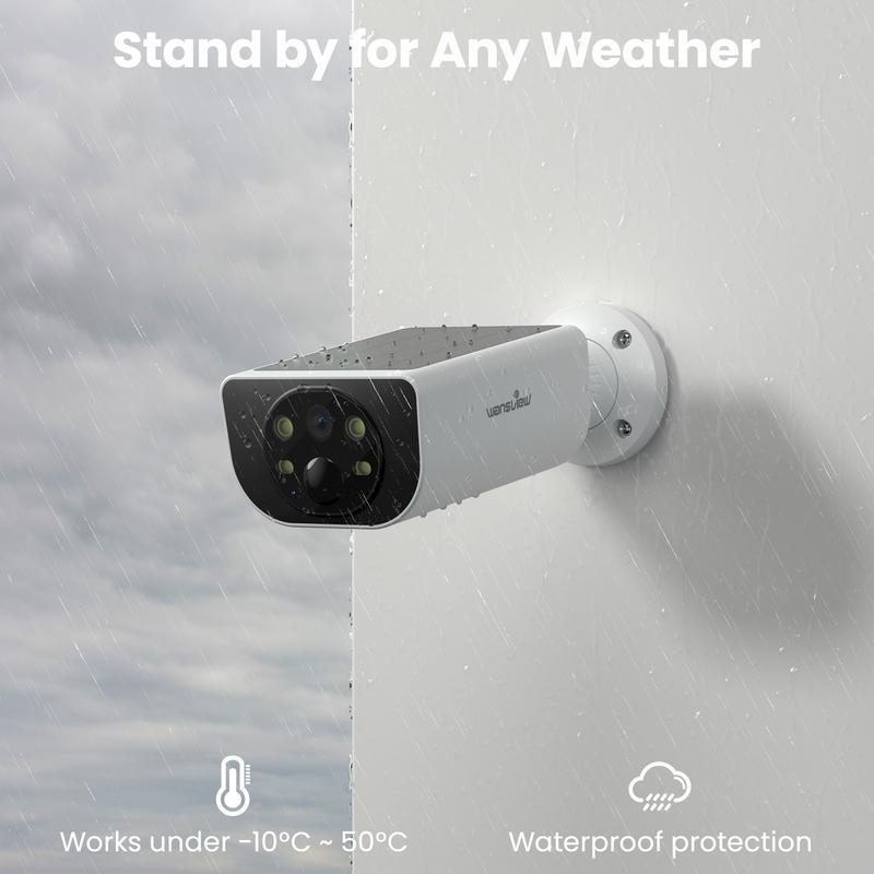 wansview 2.4Ghz WiFi Home Security Cameras Continuous Solar Power - Security Cameras Wireless Outdoor, SD Cloud Storage (optional), Waterproof, 2K Color Night Vision, Works with Alexa Google Home