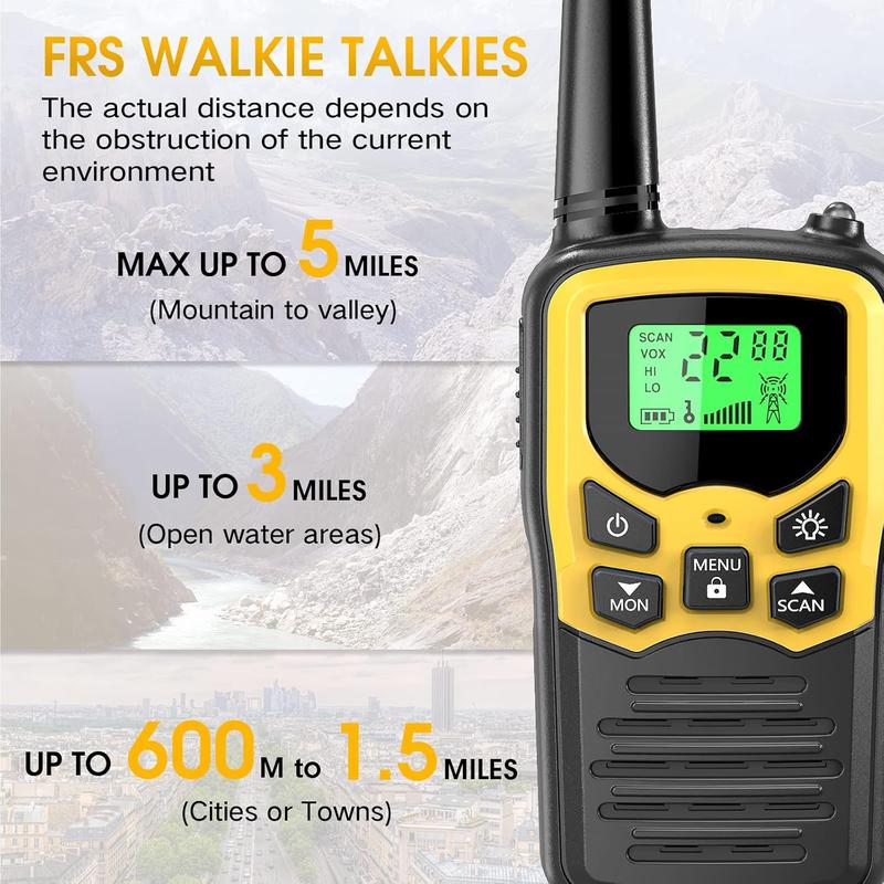 Walkie Talkies for Adults with LED Flashlight VOX Scan LCD Display, Audio Adjustable Communication Durable