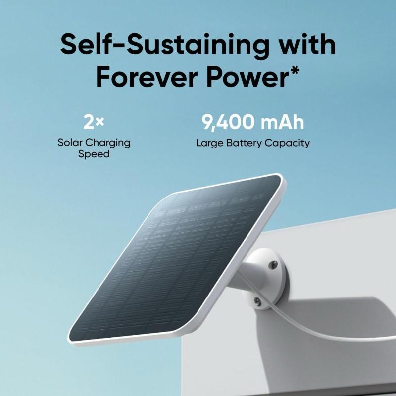 eufy Security SoloCam S220, Solar Security Camera, Wireless Outdoor Camera, Continuous Power, 2K Resolution, Wireless, 2.4 GHz Wi-Fi, No Monthly Fee, HomeBase 3 Compatible