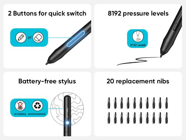 XP-Pen Star G640 Art Graphics Drawing Tablet 8192 Pressure Battery-free Stylus for OSU Both Right and Left Hand Use Chromebook Supported