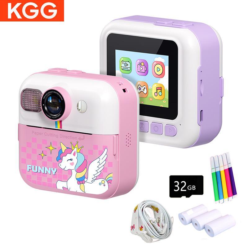 KGG Instant Print Camera, Instant Print Camera with 32G SD Card & Color Pens & Lanyard & Printing Paper, Digital Camera for Girls Boys, Birthday Gift