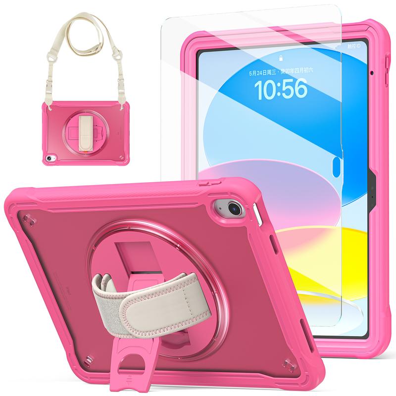 iPad 10th Generation Case 10.9 Inch 2022 with Tempered Glass Screen Protector & Shoulder Strap Accessories Computer