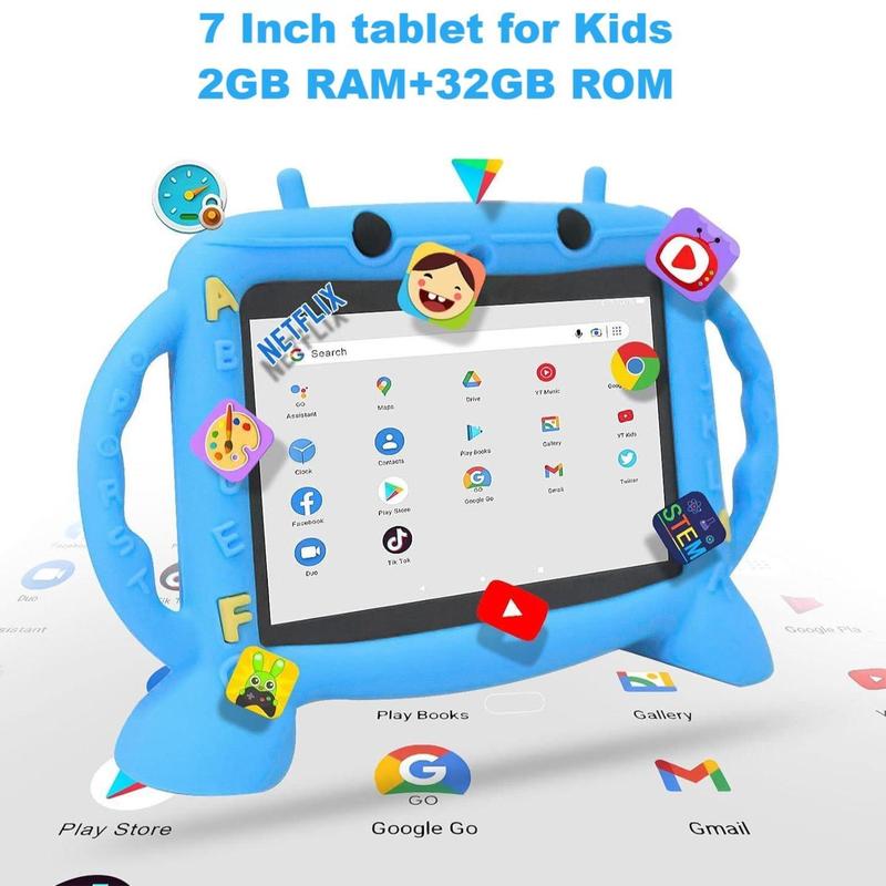 7-Inch Tablet, Android 12 Tablet with 2GB RAM 32GB ROM, 2.4G WiFi 1024x600 Display Tablet, Educational Equipment for Boys and Girls