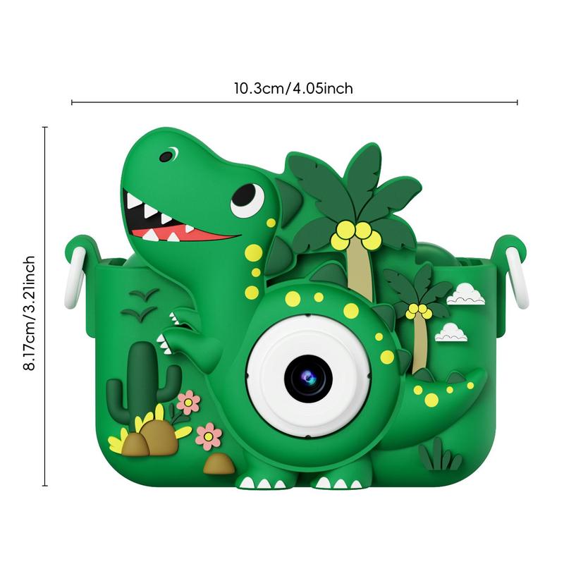 Cartoon Dinosaur Design Camera Toy, 1080P HD Digital Camera with 5 Puzzle Games, Fun Stickers for Girls Boys, Birthday Gifts