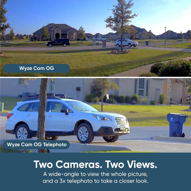 Wyze Cam OG Telephoto   ZOOMED Long-Distance Wired Home Security Camera for Indoor Outdoor with Color Night Vision, 3x Optical Zoom