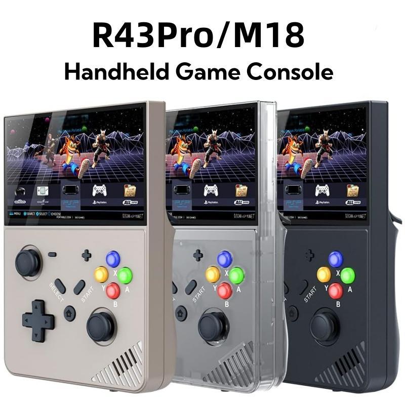 R43Pro M18 Retro Game Console 4.3-inch LCD Screen Built-in 64G Card 30,000 Classic Games Video Game Console 20+Classic Simulator Handheld Retro Game Console-(retro gray)) Arcade Charging Lithium Protection