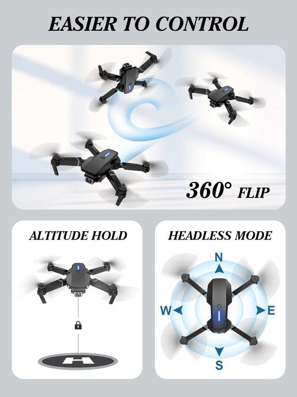 Drone with 1080 Camera Obstacle Avoidance Foldable Mini Drone for Kids Boys Beginners 2 4 Batteries Toys Drone Gestures Selfie One Key Start 360° Flips Toy Gifts for Boys Black