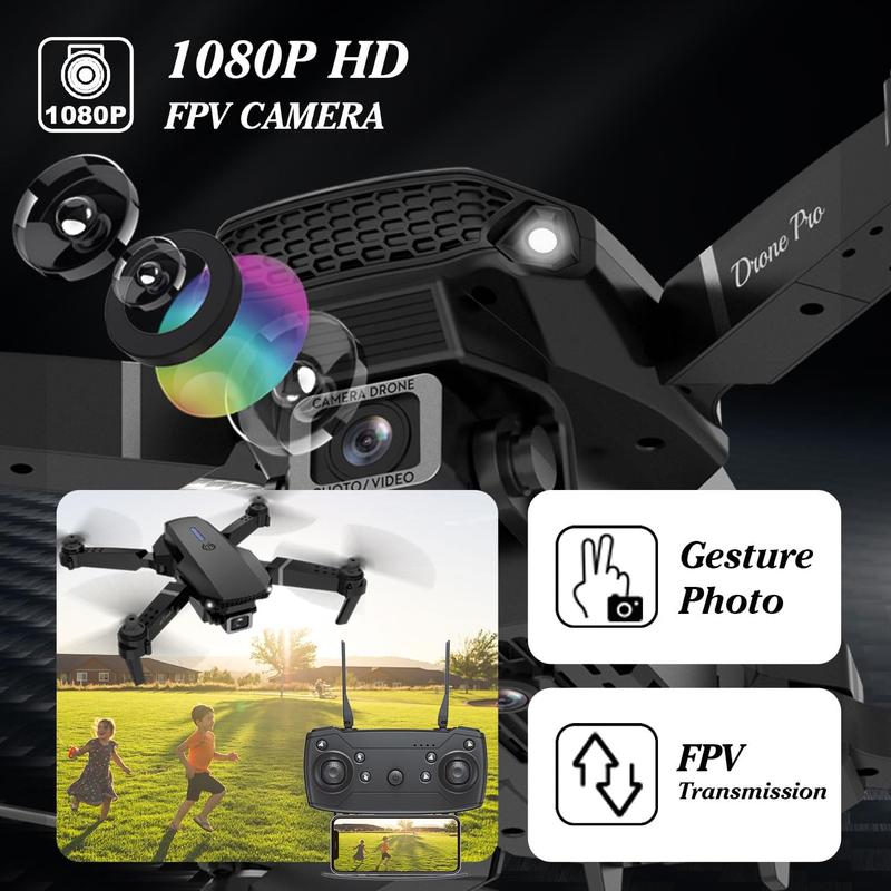 Drone with 1080 Camera Obstacle Avoidance Foldable Mini Drone for Kids Boys Beginners 2 4 Batteries Toys Drone Gestures Selfie One Key Start 360° Flips Toy Gifts for Boys Black