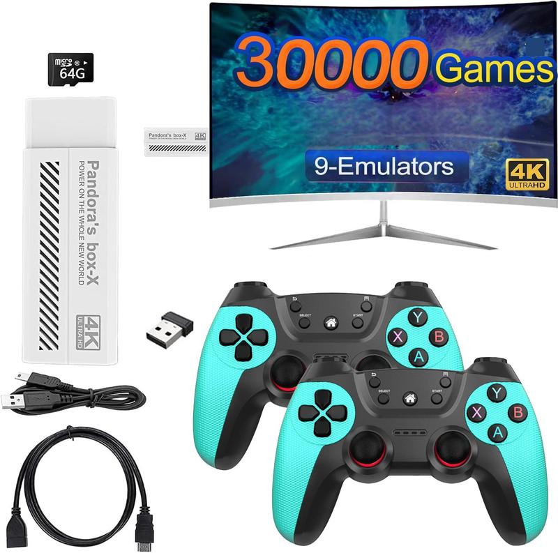 Three colors,30000+ Games, Retro Game Console, Handheld Console, Plug and Play Video Game Stick, Retro Play Retro Game Stick 9 emulators, 4K HDMI Output, Premium Dual Competitive Level Dual Controllers Communication Cable