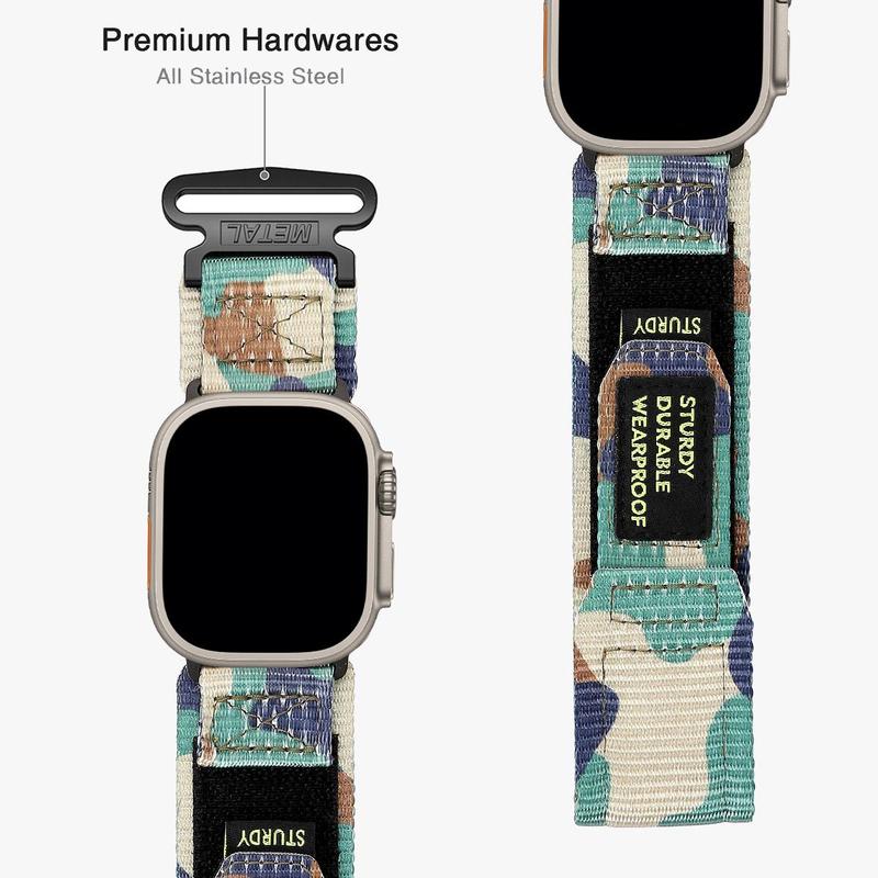 Fashionable Camouflage Pattern Watch Band (Band Only), 1 Count Woven Design Nylon Sports Replacement Watch Band for Men & Women, Smart Watch Accessories Compatible with Apple Watch Series 9 8 7 6 5 4 3 2 1 SE Ultra