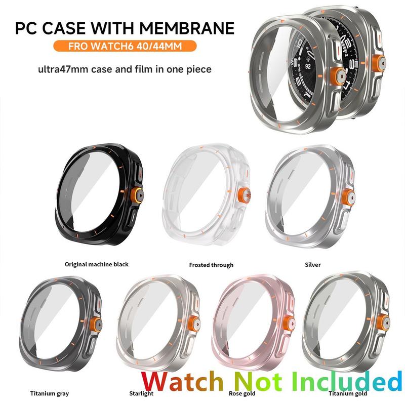 Watch Case with Tempered Glass Screen Protector, Smart Watch Protective Cover, Wearable Accessories Compatible with Samsung Galaxy Watch 7 6 40mm 44mm