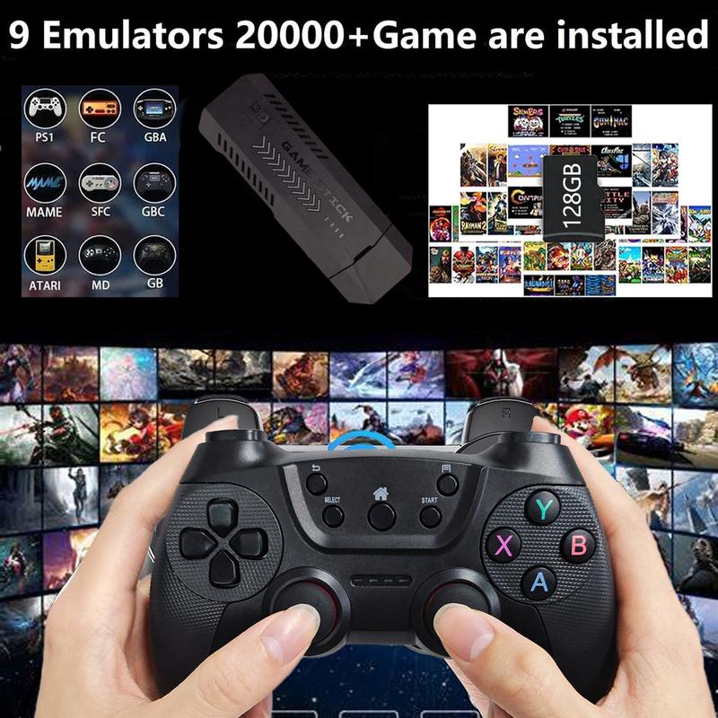 X2 Retro Game Stick, 4K Game Stick with 40,000 Games, 128GB Retro Game Emulator Handheld Game Console 4K with Dual 2.4G Controllers