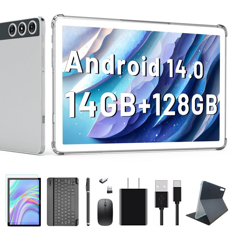 2024 Newest Android 14 Tablet, 10 inch Tablet with 128GB Storage 1TB Expandable 14GB RAM, Dual 4G Cellular Tablet with keyboard Support 5G WiFi Bluetooth 5.0 GPS, Octa-Core Processor, FHD IPS Screen, Tablet with Sim Card Slot, Tablet Smartphone Cellphone