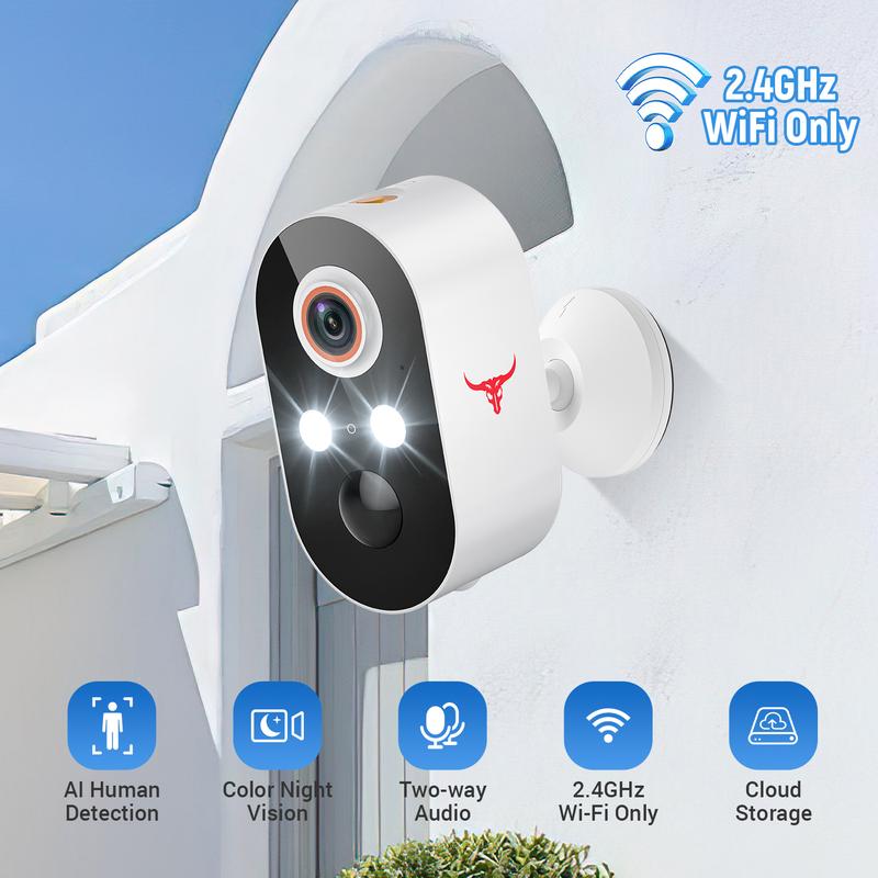 Security Cameras Wireless Outdoor, 1080P Battery Power WiFi Surveillance, Indoor Home Camera with 2-Way Audio, Smart AI Human Detection, Color Night Vision, Cloud Storage, Live View