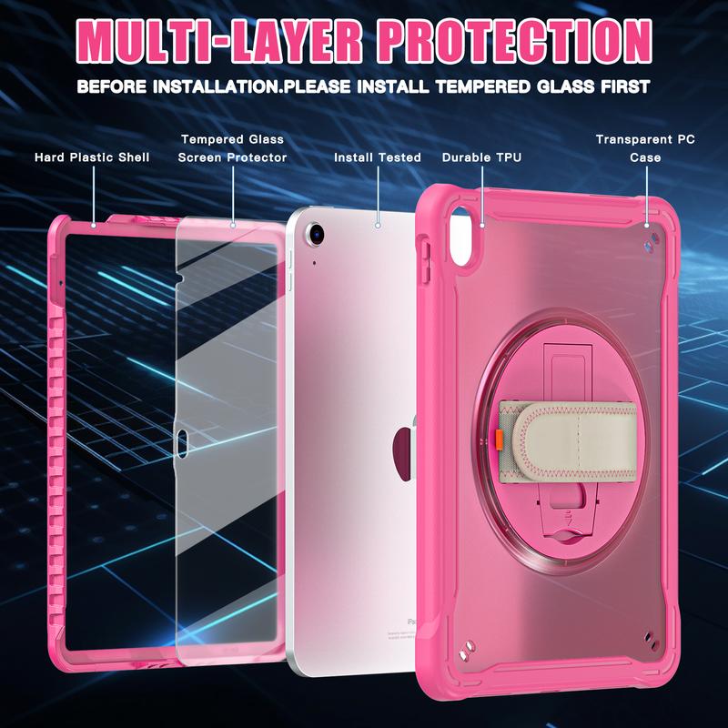 iPad 10th Generation Case 10.9 Inch 2022 with Tempered Glass Screen Protector & Shoulder Strap Accessories Computer