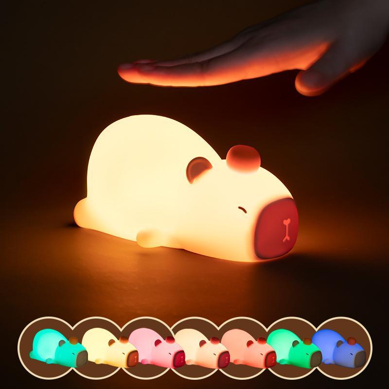 Cute Capybara Design Night Light, USB Rechargeable Night Light with 7 Colors Changing, Soft Light for Bedroom, Living Room, Kids Room