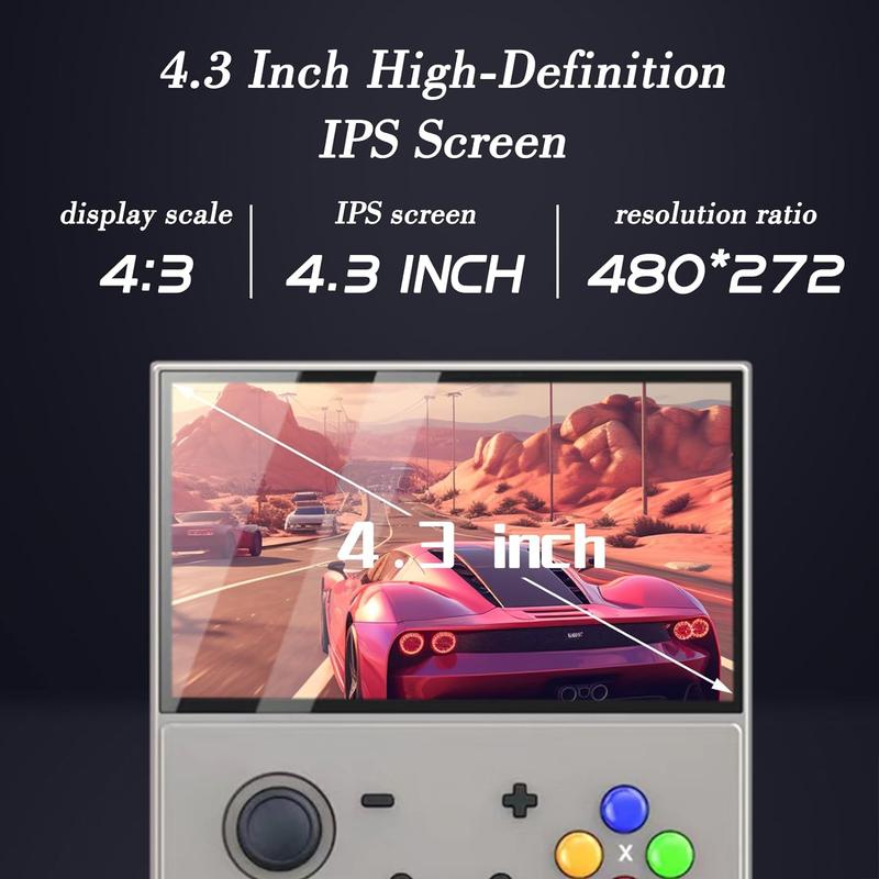 R43Pro M18 Retro Game Console 4.3-inch LCD Screen Built-in 64G Card 30,000 Classic Games Video Game Console 20+Classic Simulator Handheld Retro Game Console-(retro gray)) Arcade Charging Lithium Protection